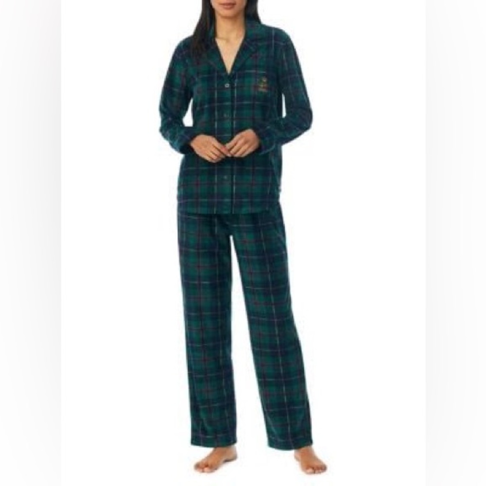 Ralph Lauren Green and Navy Plaid Pajama Set